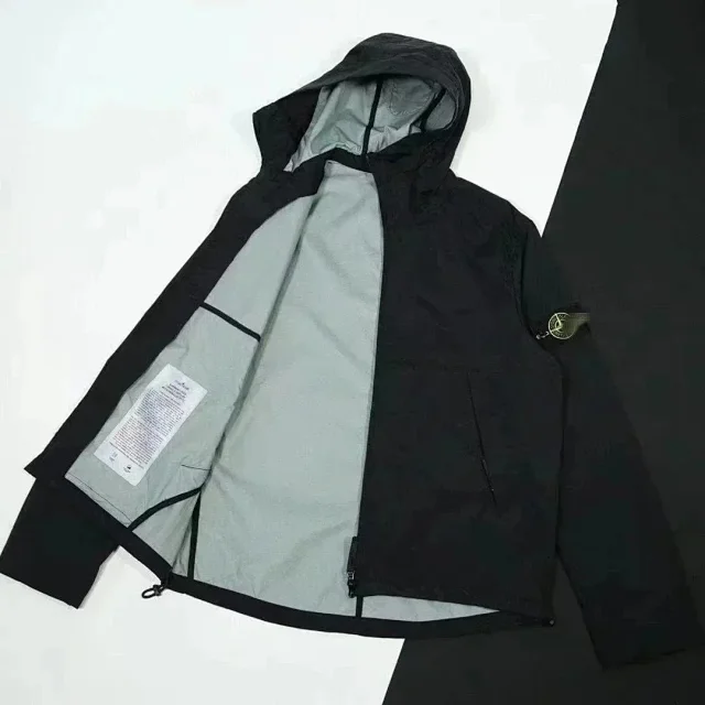 Stone Island Jackets Hooded zip jacket with compass sleeve badge product detail image 2