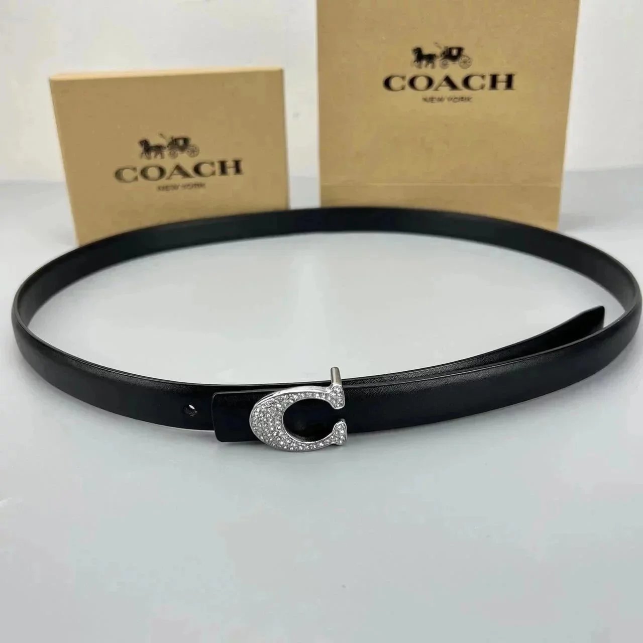 Burberry Belts Check Pattern Belt with B Monogram Buckle — 33