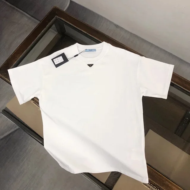 Prada T-Shirts Short-Sleeve Triangle Logo T-Shirt product detail image 1