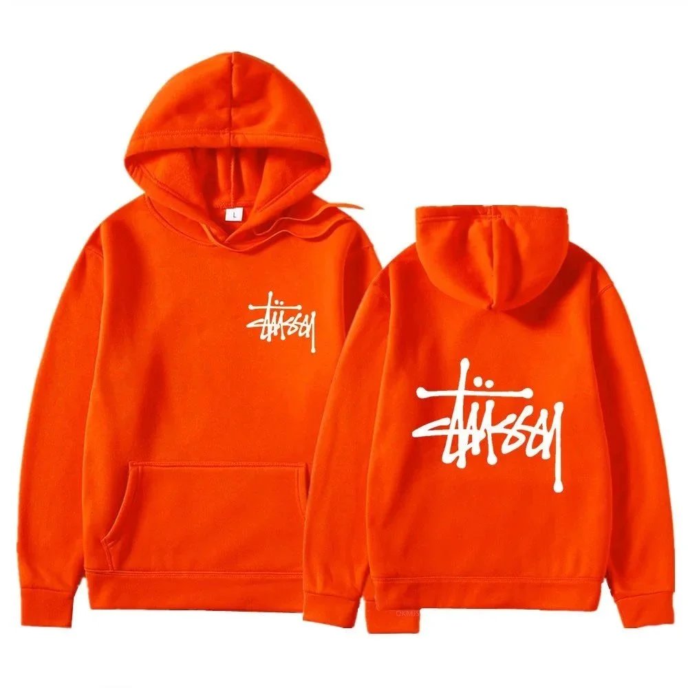 Stüssy Hoodies & Sweatshirts Logo Print Pullover Hoodie — Orange 19