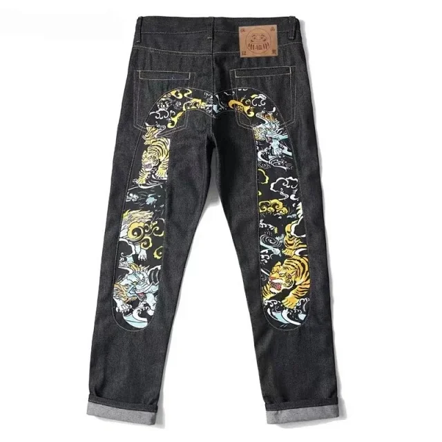 Evisu Jeans Black with Japanese-inspired graphic seagull back-pocket print product detail image 2