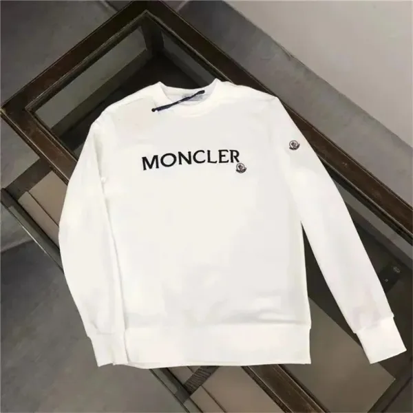 Moncler Logo Print White Crewneck Sweatshirt - 1