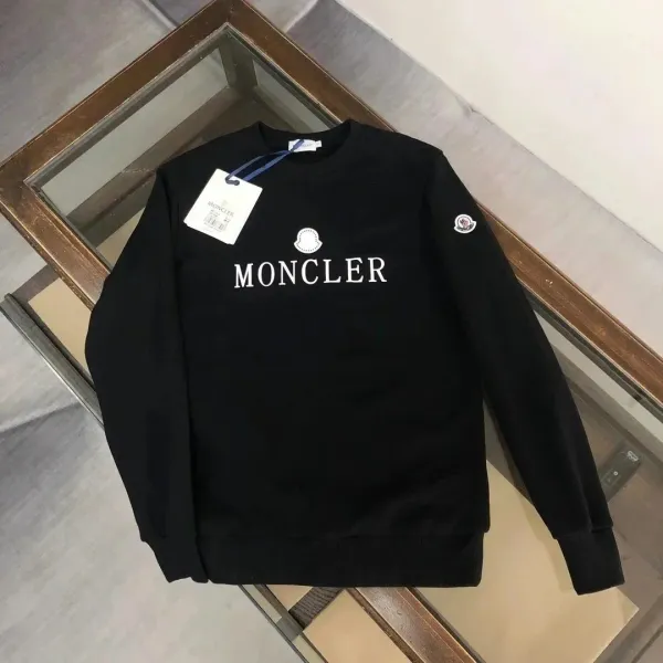 Moncler Logo Print Black Hoodie - 1