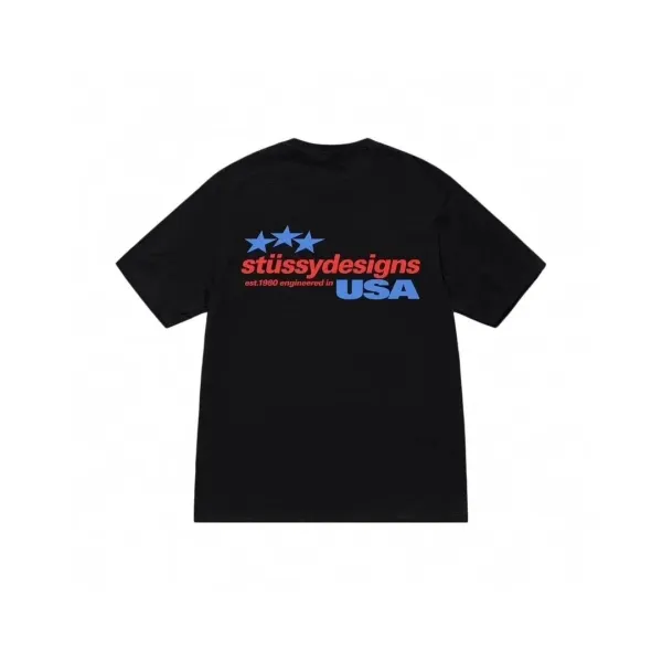 Stüssy Designs USA Graphic Print Black T-Shirt - 1