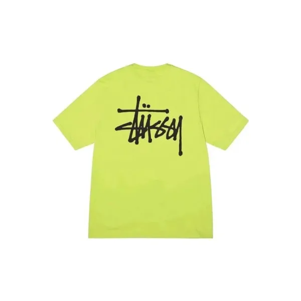 Stüssy Classic Logo Neon Yellow T-Shirt - 1
