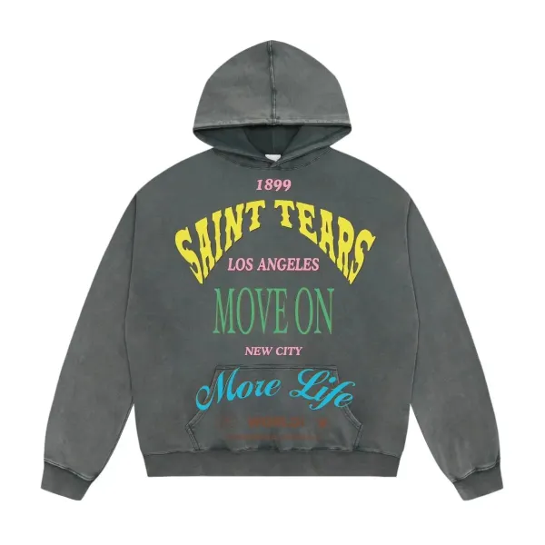 Saint Tears Move On Washed Gray Hoodie - 1