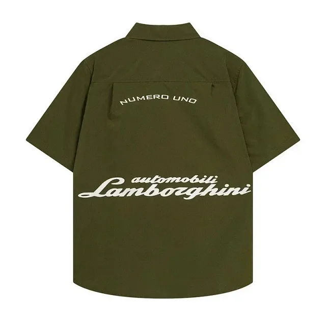 Rhude Shirts Short-Sleeve Button-Up Shirt with Automotive Graphic Print product detail image 6