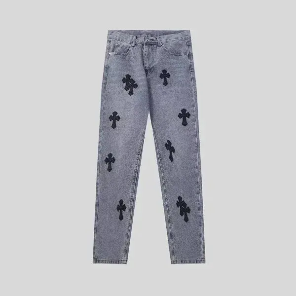 Gallery Dept. Cross-Embroidered Distressed Denim Jeans - 1