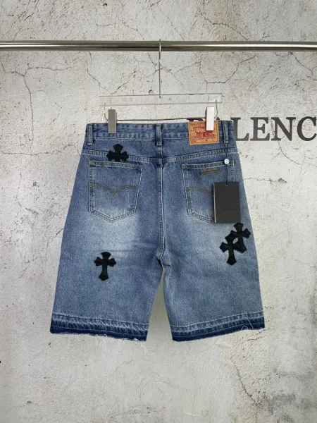 Chrome Hearts Cross-Embroidered Denim Shorts Blue - 9