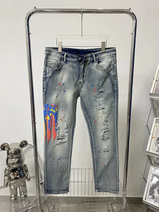 Unbranded Jeans Distressed straight-leg product detail image 6
