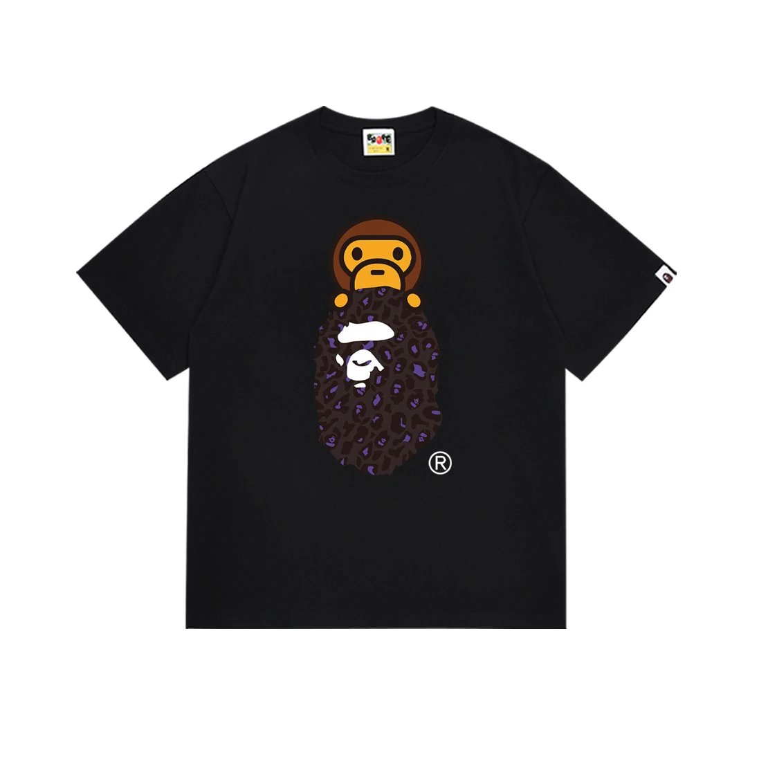 A Bathing Ape T-Shirts Short-Sleeve Head Graphic — 167 Black Purple