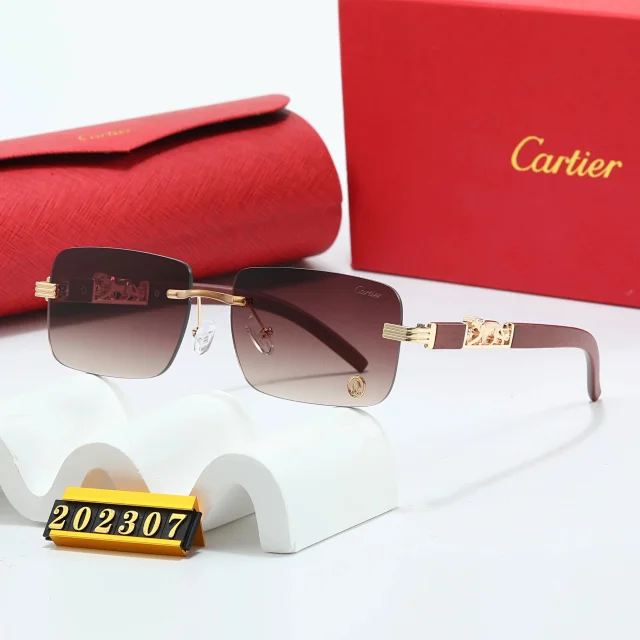Cartier Eyewear Rimless square sunglasses with panther motifs product detail image 1