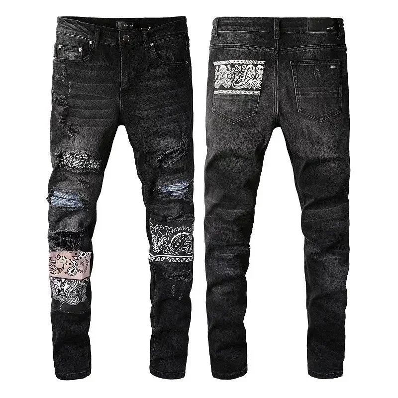 Amiri Distressed printed denim jeans — 19 Black 002