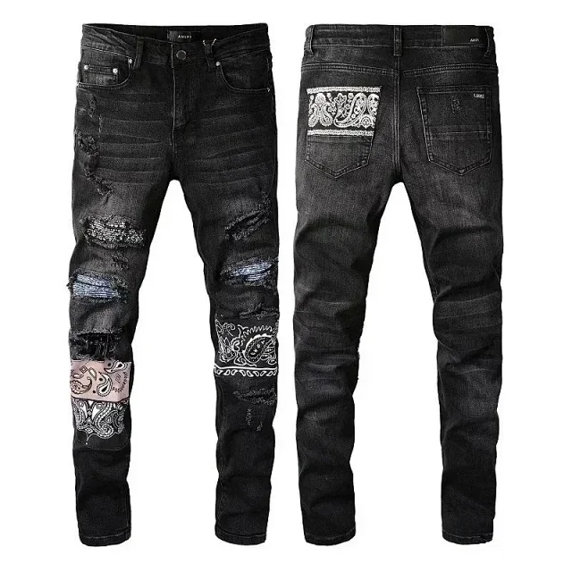 Amiri Distressed printed denim jeans product detail image 15