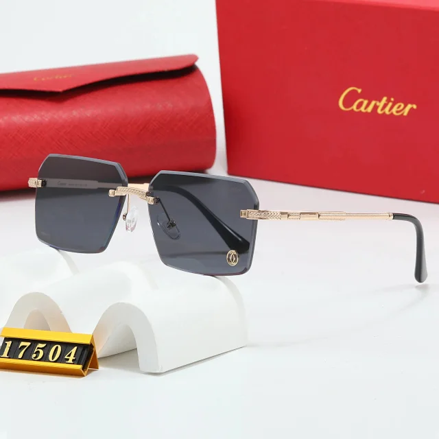 Cartier Eyewear Rimless square sunglasses with panther motifs product detail image 8