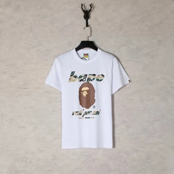 A Bathing Ape World Gone Mad Camo Print T-Shirt White - 1