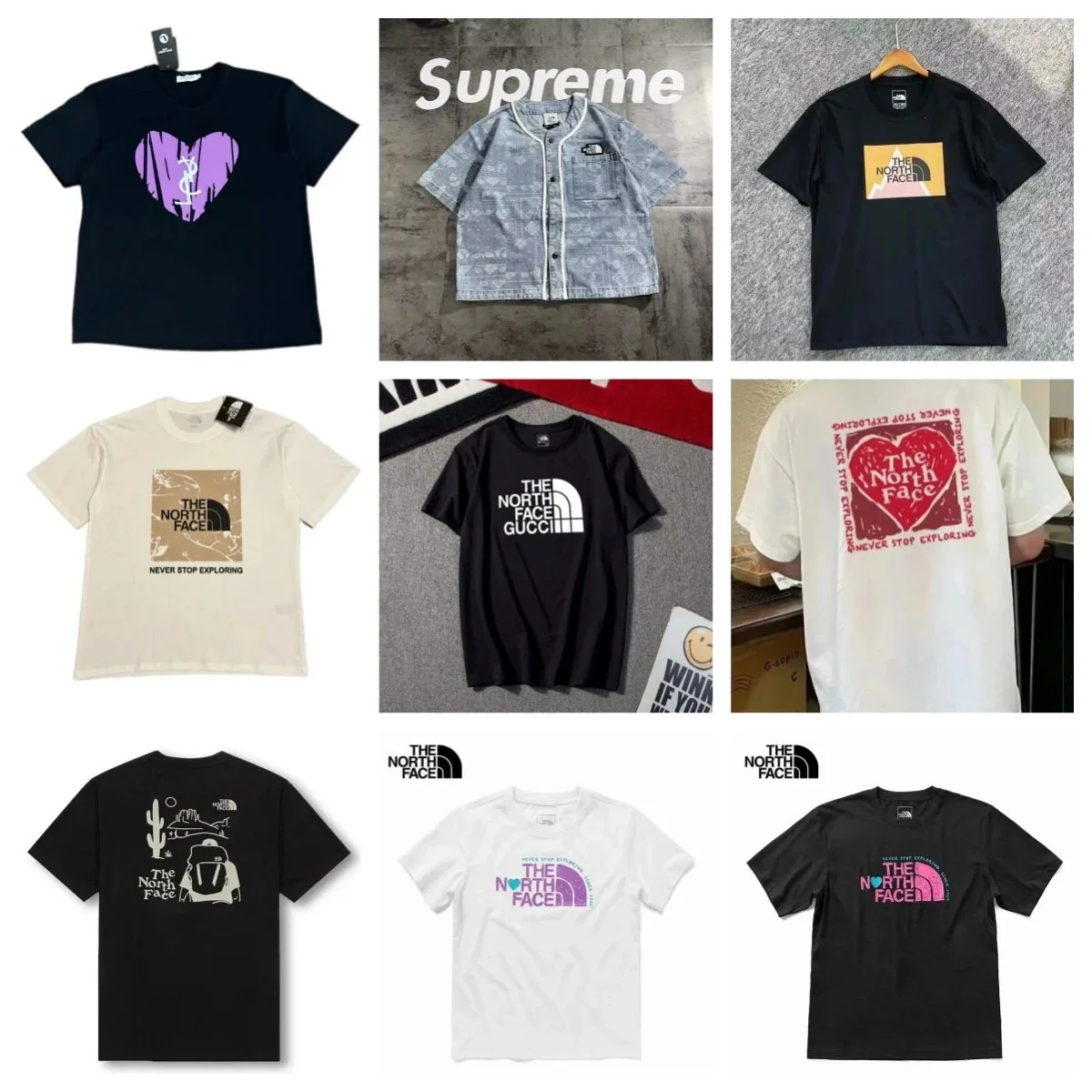 Saint Laurent Black T-Shirt with Purple Heart and 