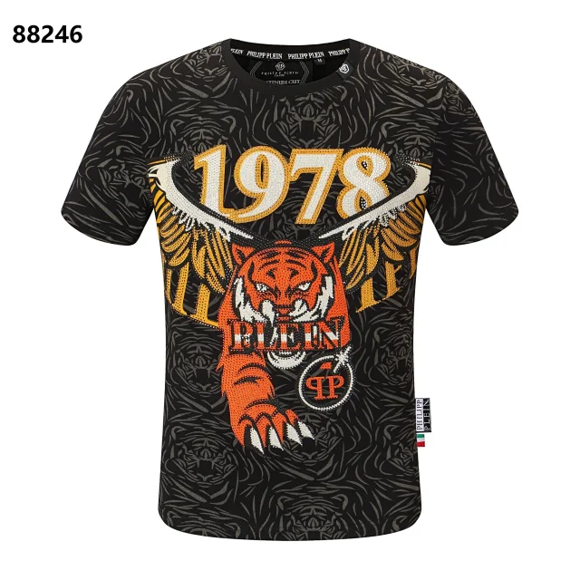 Philipp Plein T-Shirts Short-Sleeve Graphic Rhinestone T-Shirt product detail image 6