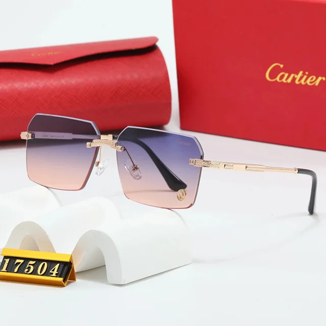 Cartier Eyewear Rimless square sunglasses with panther motifs product detail image 4