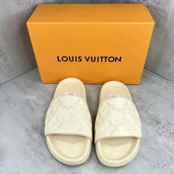 Louis Vuitton Monogram Slide Sandals Beige Slippers - 1