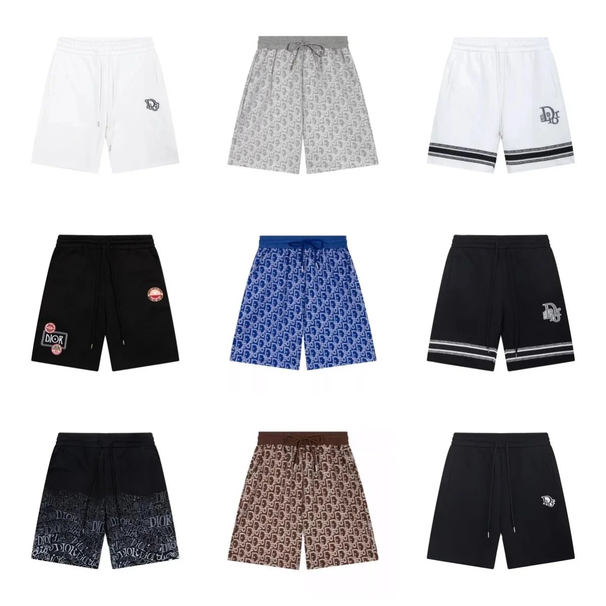 Dior Black and White Drawstring Shorts
