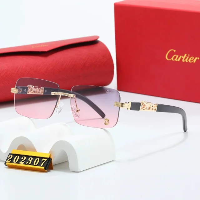 Cartier Eyewear Rimless square sunglasses with panther motifs product detail image 3