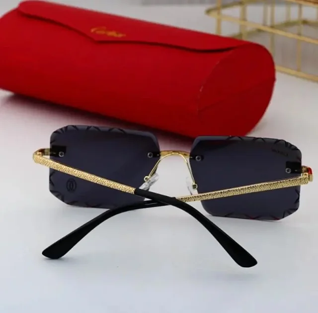 Cartier Eyewear Rimless rectangular sunglasses with gold-tone temples product detail image 10