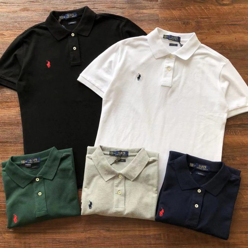 Unbranded T-Shirts Short-Sleeve Polo Shirt with Embroidered Horse Motif image 1