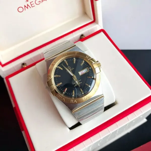 Omega Constellation Chronometer Black Dial Two-Tone Stainless Steel and Gold Watch - 1