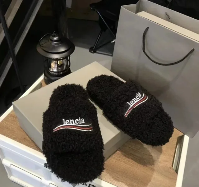 Unbranded Slippers Faux Shearling Open-Toe Slide product detail image 3