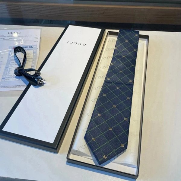 Gucci GG Grid Pattern Navy Silk Necktie Ties product listing in Litbuy spreadsheet finds