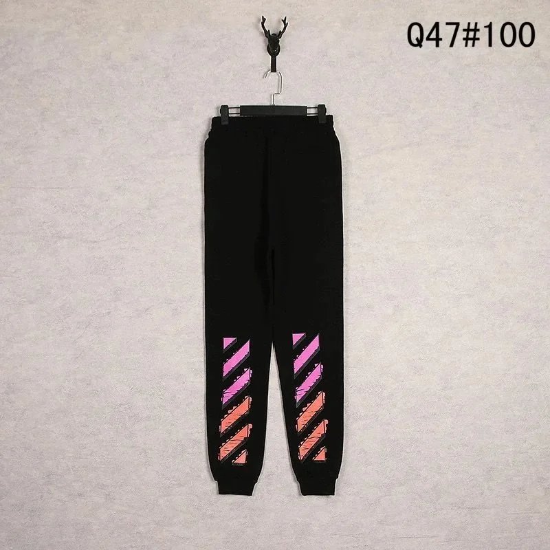 Off-White Trousers Elastic-Waist Jogger Sweatpants with Diagonal Leg Graphics — 12