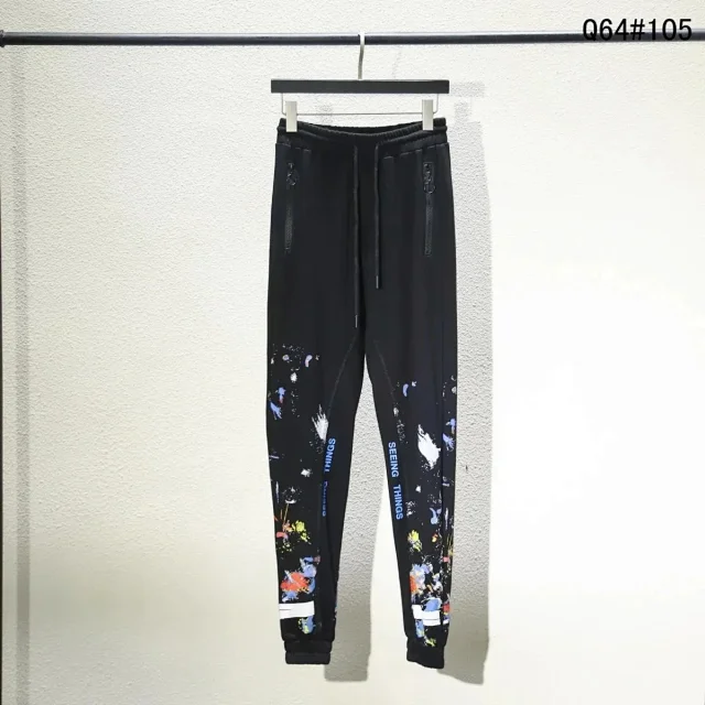 Off-White Trousers Elastic-Waist Jogger Sweatpants with Diagonal Leg Graphics product detail image 7