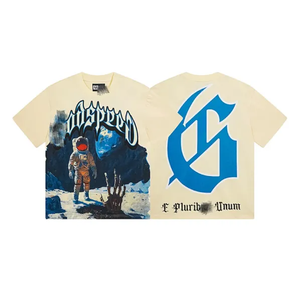 Imposter London Misprint Astronaut Graphic T-Shirt Beige - 1