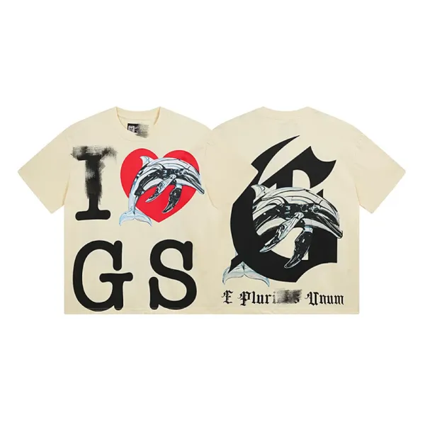 GRA I Love GS Dolphin T-Shirt Beige - 1