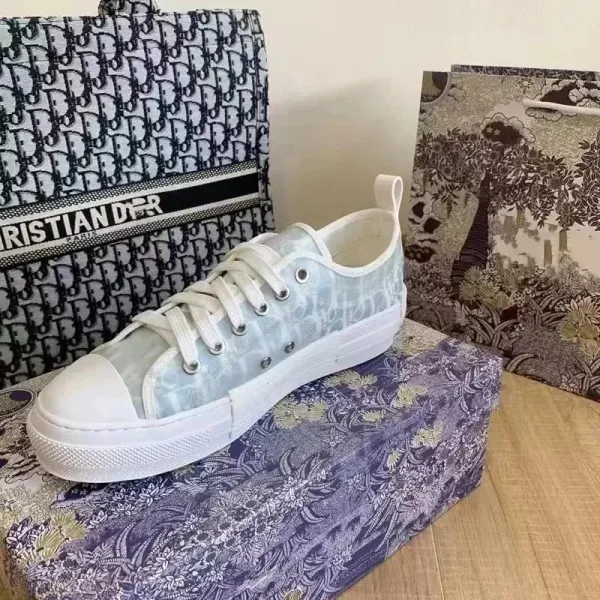 Dior B23 Low Top Sneakers Ice Blue Oblique Print Canvas Sneakers - 1