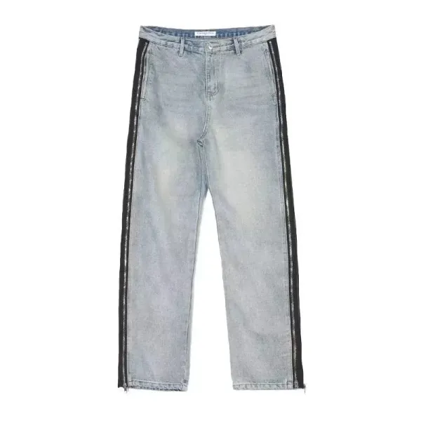 Off-White Industrial Jeans Light Wash Distressed Denim - 9