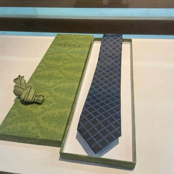 Gucci GG Pattern Navy Blue Necktie Ties product listing in Litbuy spreadsheet finds