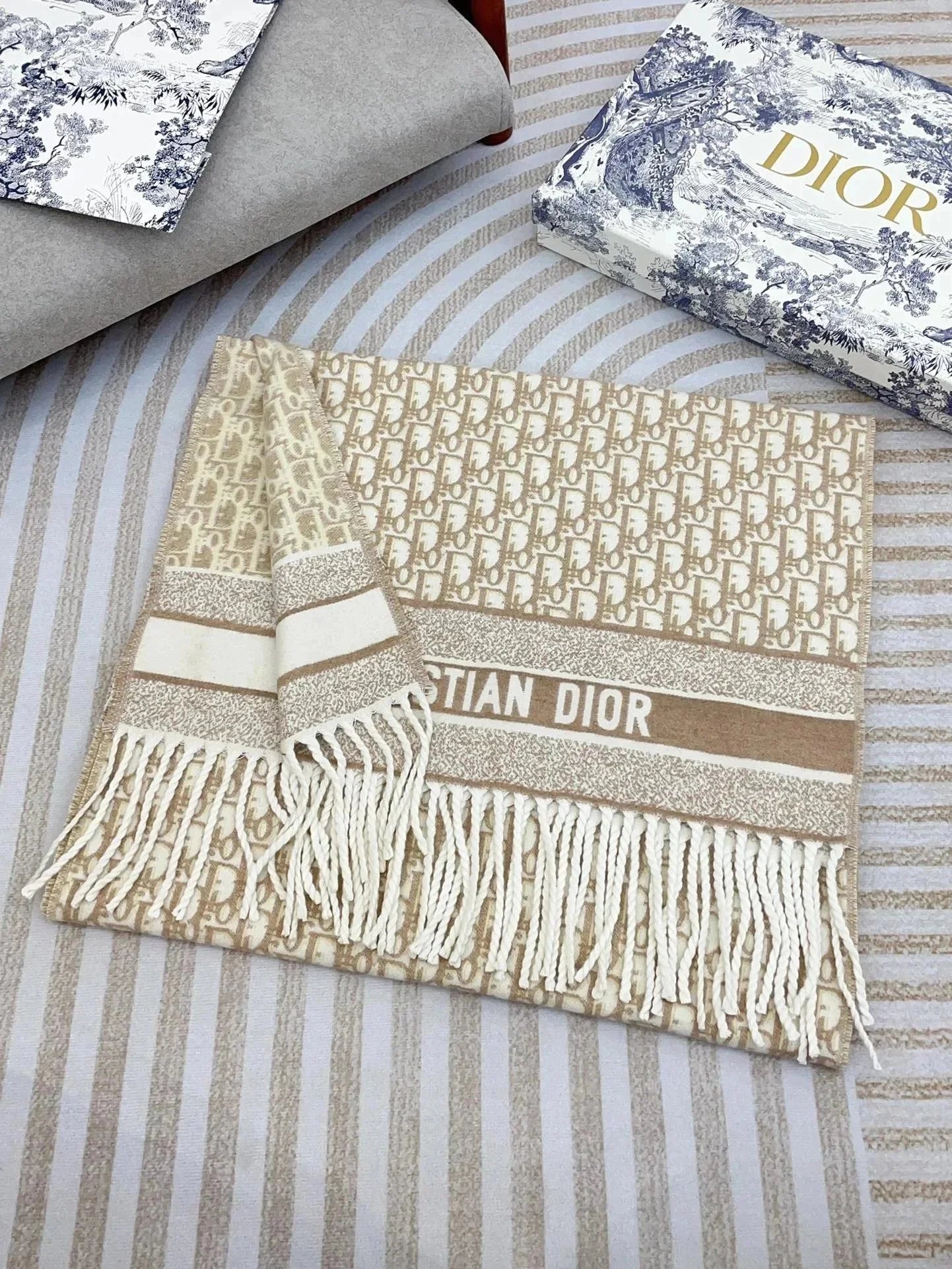 Dior Scarves Fringed Logo-Pattern Scarf — 2