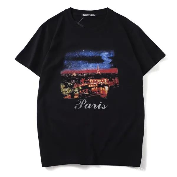 WEST LAB Paris Night Print Black T-Shirt - 7