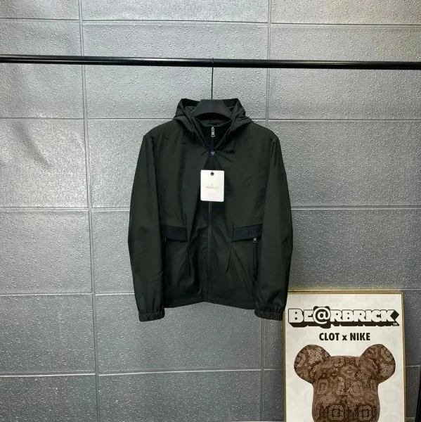 Moncler Windbreaker Black Hooded Jacket - 1