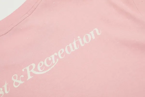 Rest & Recreation Logo Embroidered Pink T-Shirt - 4