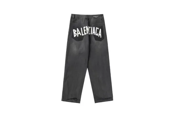 Balenciaga Logo Patchwork Jeans Black - 1