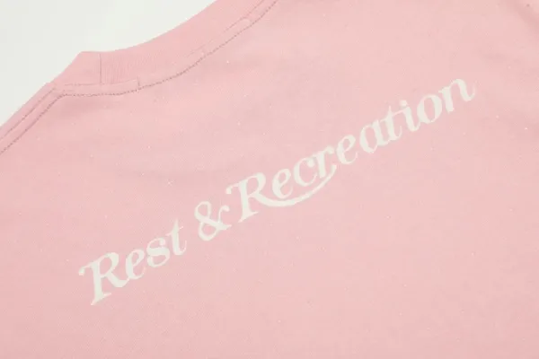 Rest & Recreation Logo Embroidered Pink T-Shirt - 6