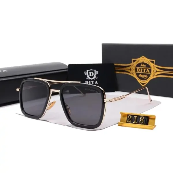 DITA Aviator Gold-Trim Black Sunglasses - 6