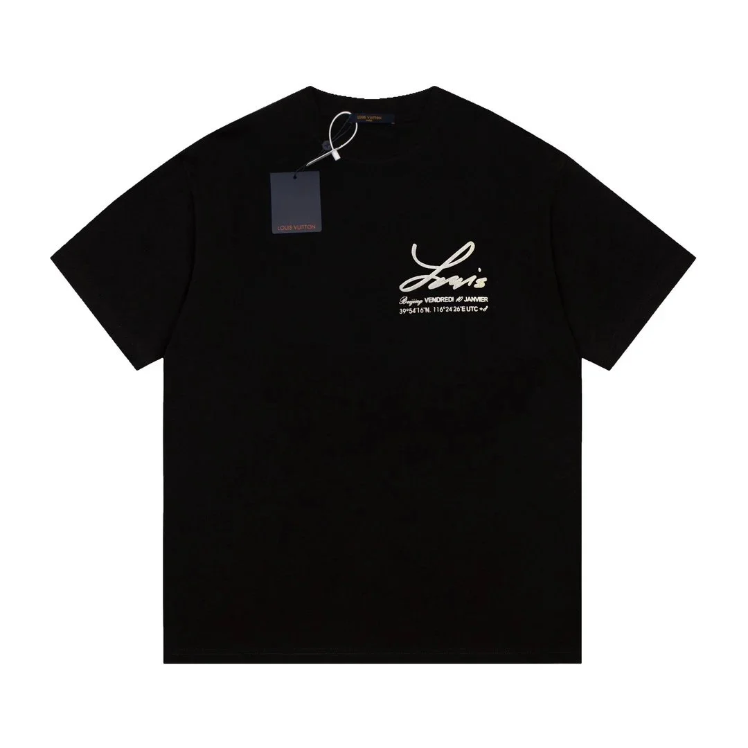 Louis Vuitton Black T-Shirt with Embroidered Logo 