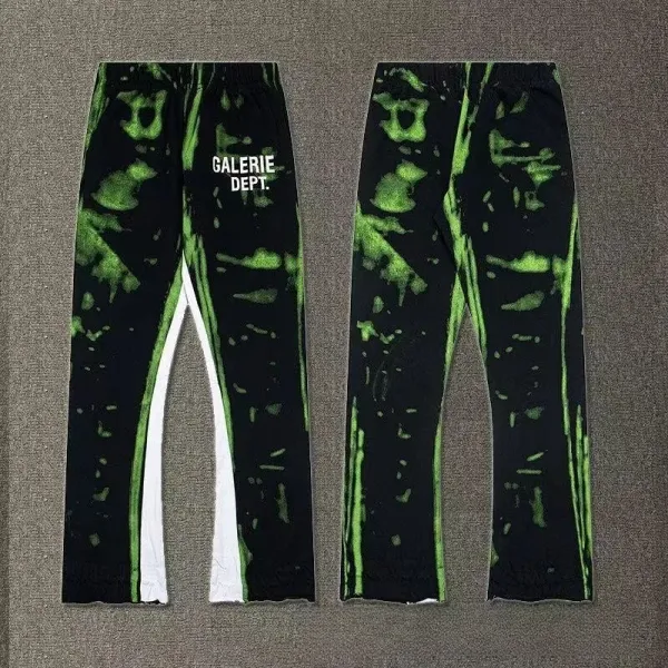 Gallery Dept. Distressed Green Splatter Sweatpants - 1