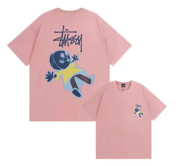 Stüssy x Cartoon Character Pink Oversized T-Shirt - 1