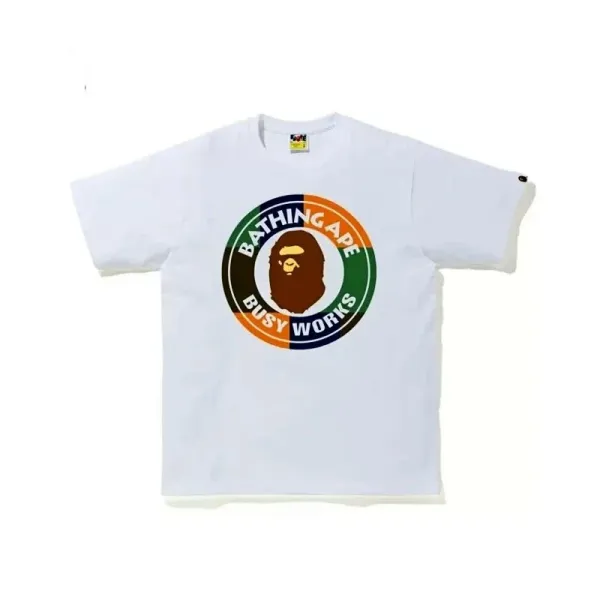 A Bathing Ape Busy Works Circle Logo White T-Shirt - 1