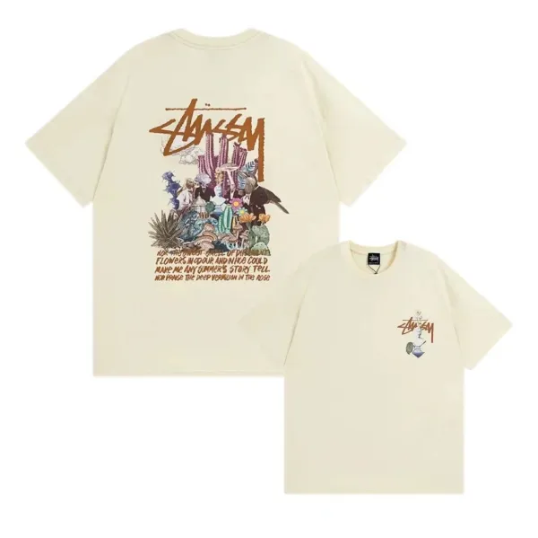 Stüssy Floral Collage Graphic T-Shirt Beige - 1